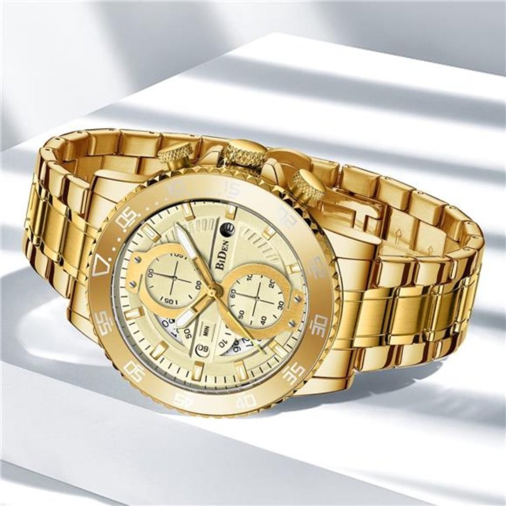 Mens Gold Luxury Chronograph Watch